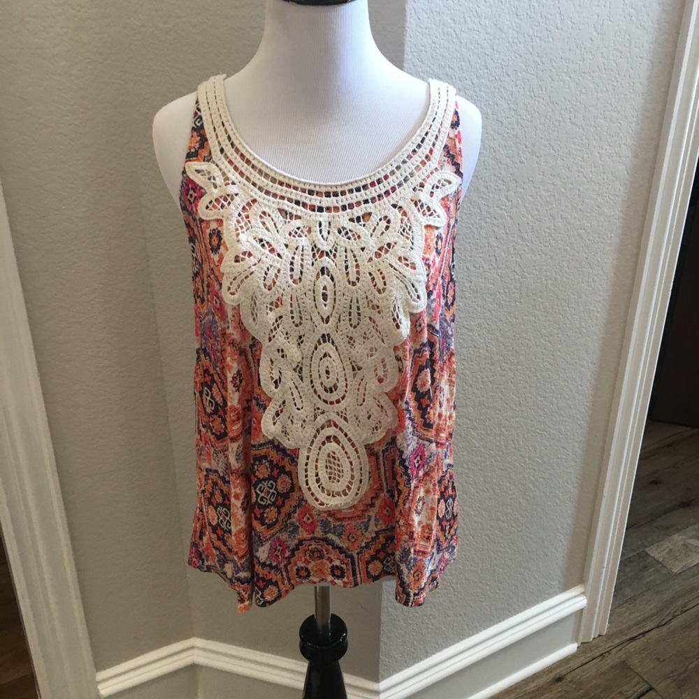 Eyeshadow multi medallion /crochet blouse - S - Picture 8 of 11